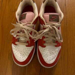 Nike red and pink dunks
